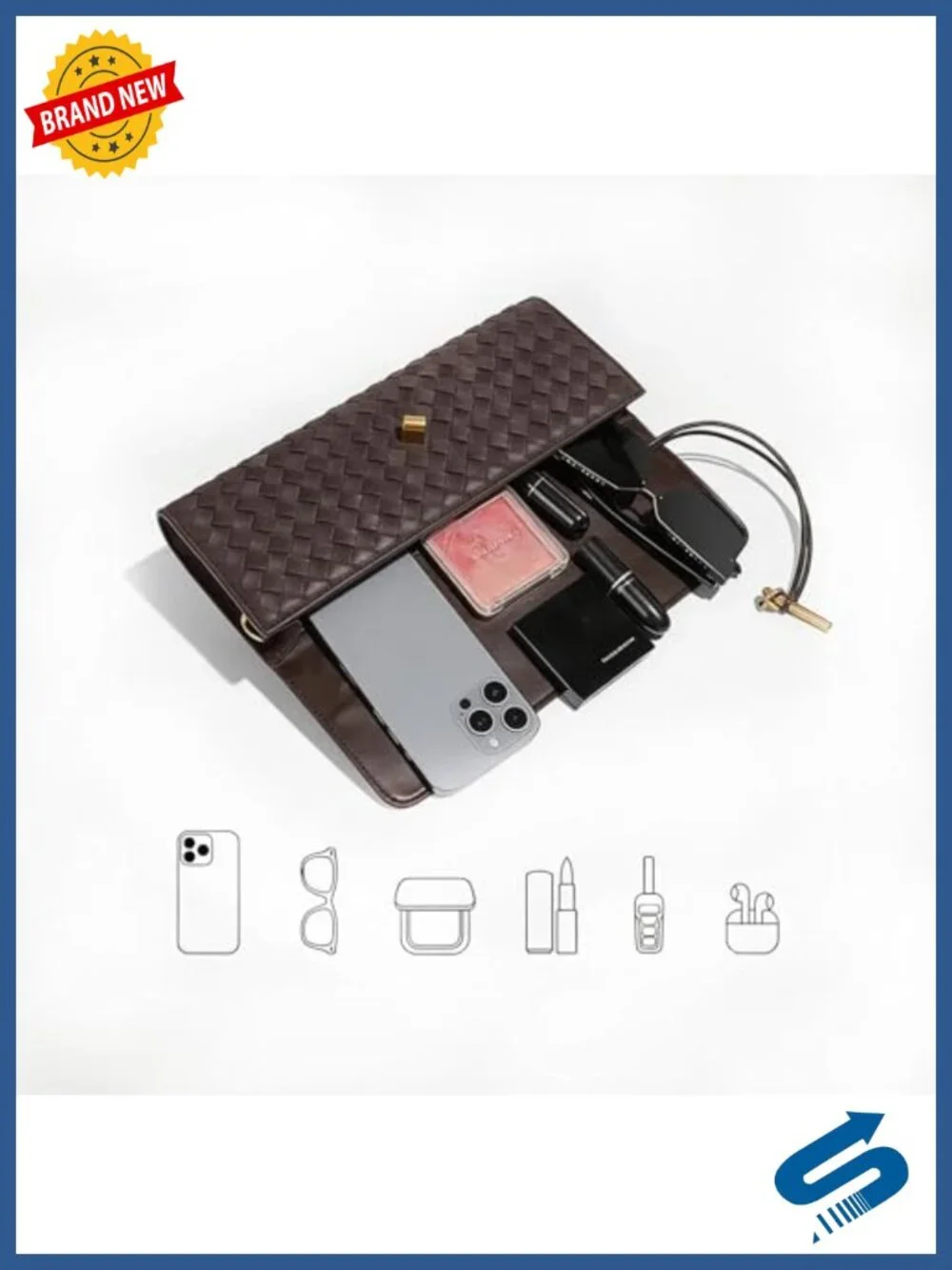 Suede Woven Handbag Evening Shoulder Bag Crossbody Clutch with Metal Buckle
